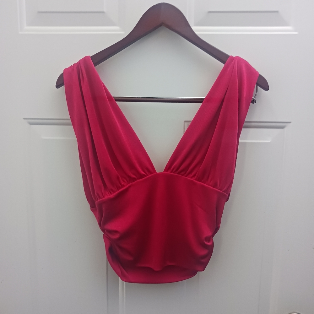 Elegant Red Women's Crop Top